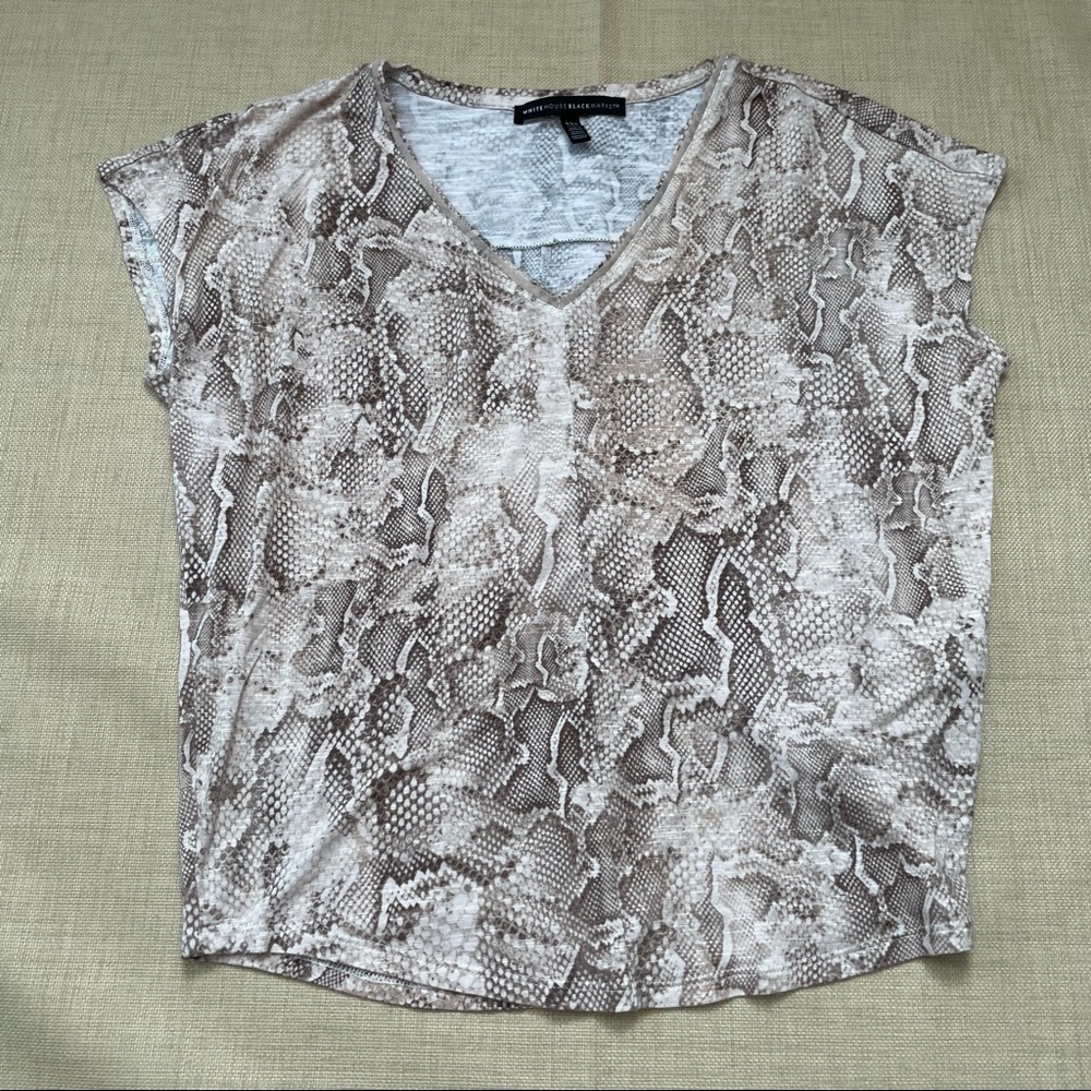 WHBM Jetsetter Snakeskin Print Dolman Tee Top Blouse